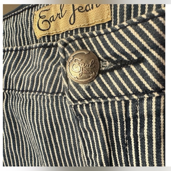 Earl Jeans Navy Pinstripe Skinny Pants | Y2K Nautical Retro Stretch Size 6 - Picture 5 of 7